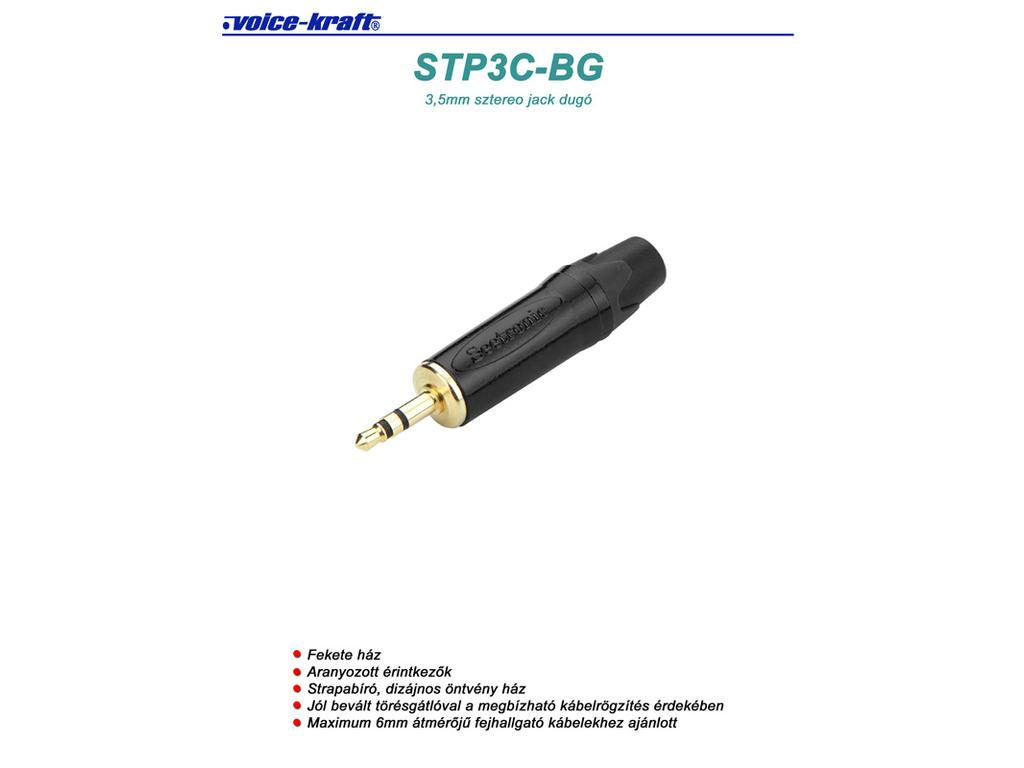 STP3CBG Sztereo 3.5 jack dugó aranyozott ( fekete ) Sztereo