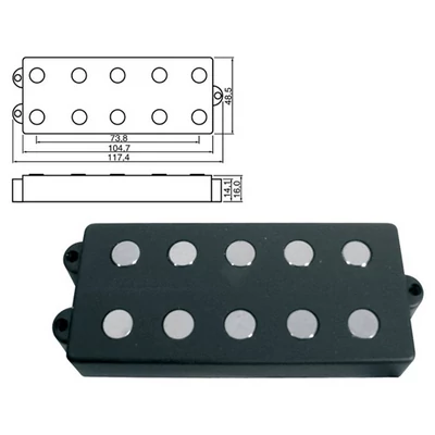 PU-965-BK Pickup, MM-model, 5 húrhoz, fekete